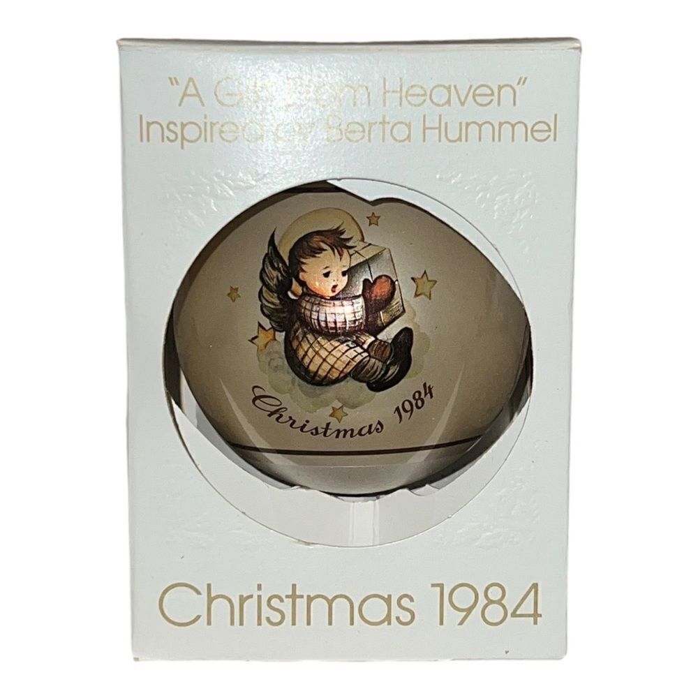 Schmid Berta HummelA Gift from Heaven 1984 Christmas Glass Ornament W Box